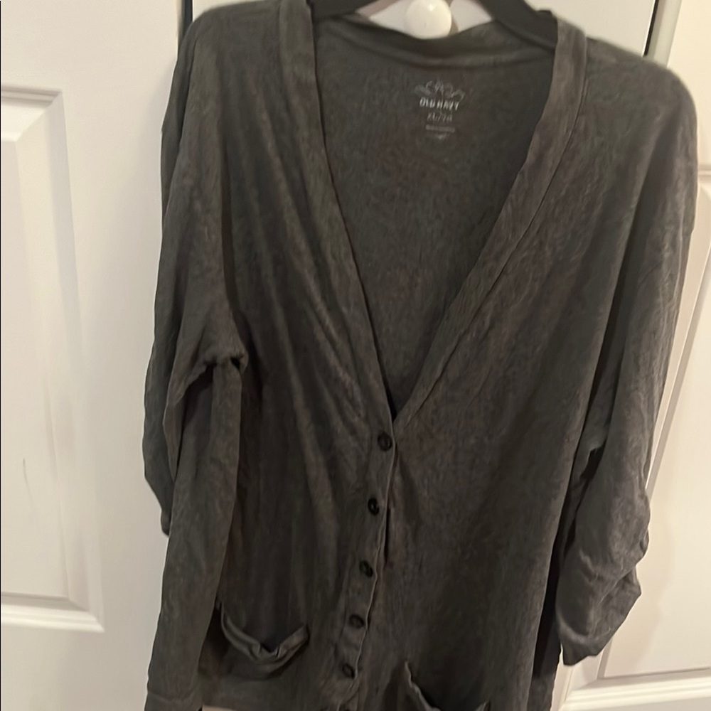 Old Navy Charcoal Button-Up Cardigan